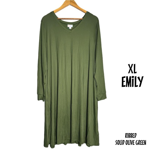 LuLaRoe Dresses & Skirts - NWT XL Swing dress, Solid green. LuLaRoe Emily